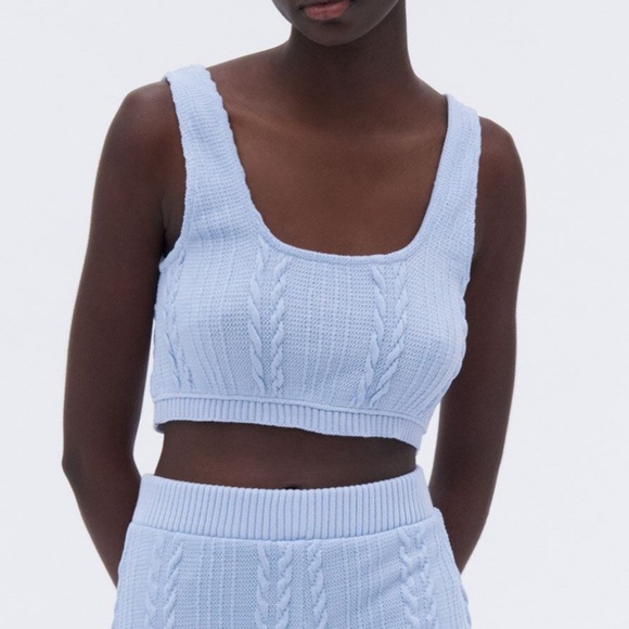 Zara Tops - NWOT Zara cable knit crop top size small color light blue